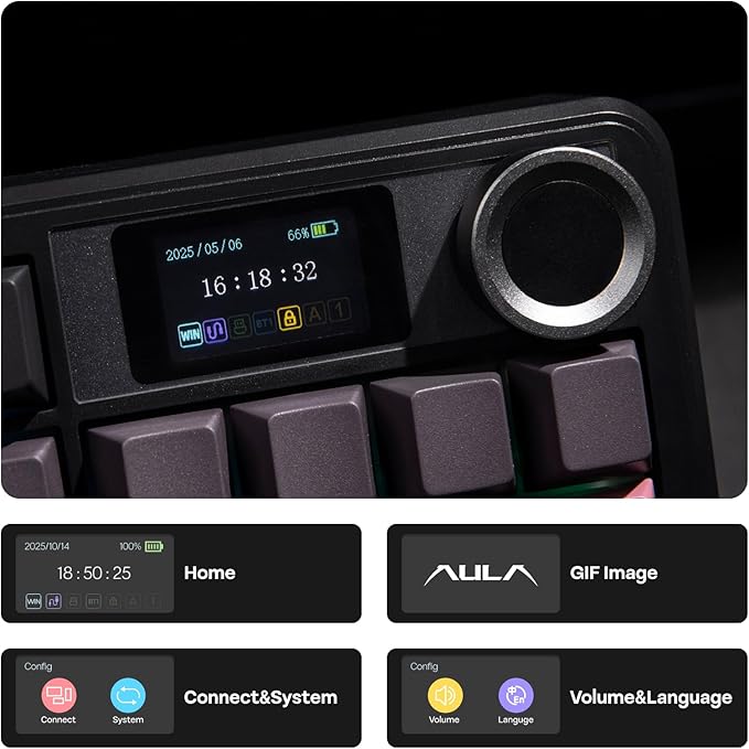 EPOMAKER X Aula F108 PRO Wireless Gaming Keyboard with Screen, 8000mAh Battery, 104 Hot-Swappable and Programmable Keys and Knob, RGB Backlight, for Mac/PC/Android (Pink Gradient)-DeskLoop Office