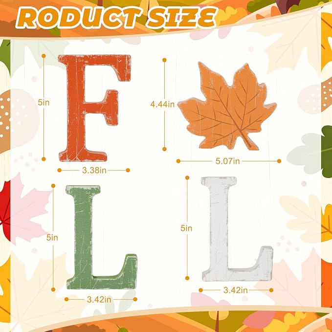 Fall Thanksgiving Decorations for Home, Retro Autumn Harvest Signs for Mantel - Image 2