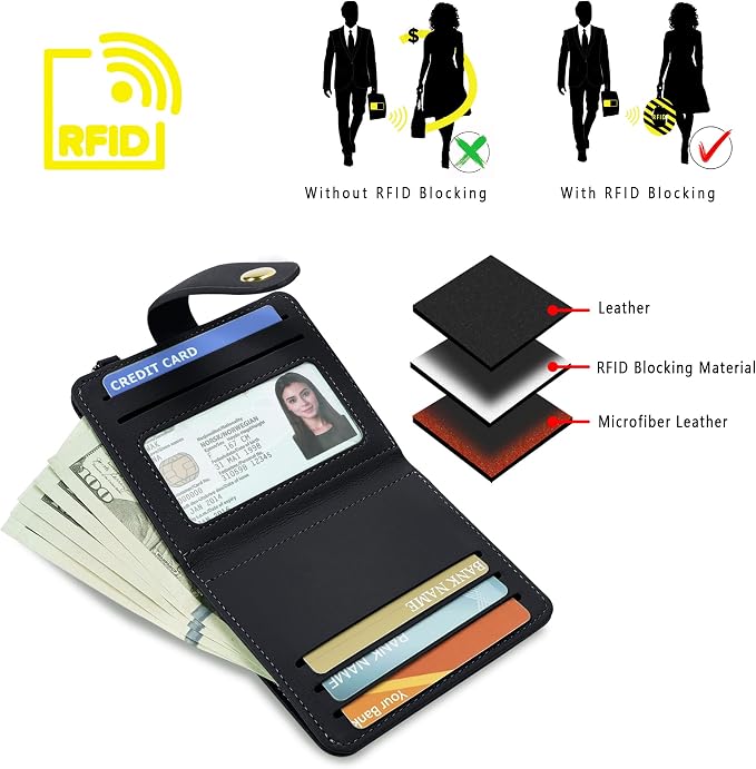 Airkit Small Wallet Women RFID, PU Leather Card Holder - Image 5