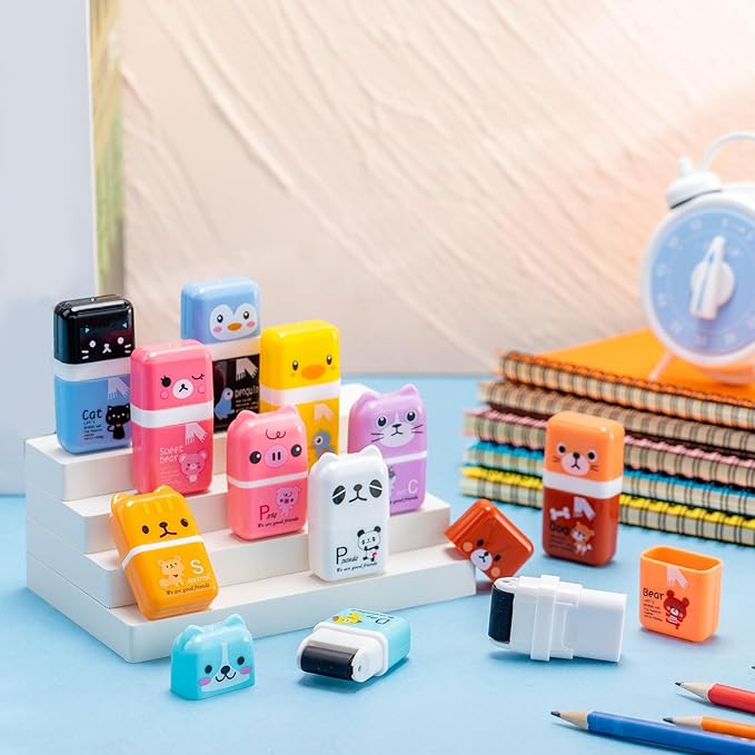 Seajan 44 Pcs Erasers for Kids Gift Bulk Cute Animal Themed Pencil Eraser with Clean up Roller for School Party Christmas Favors(Classic)-DeskLoop Office