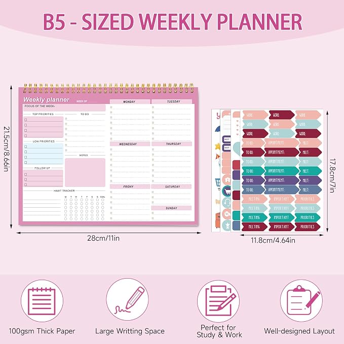 Weekly To Do List Notepad, 8.5''x11'' Weekly Desk Planners - Image 2