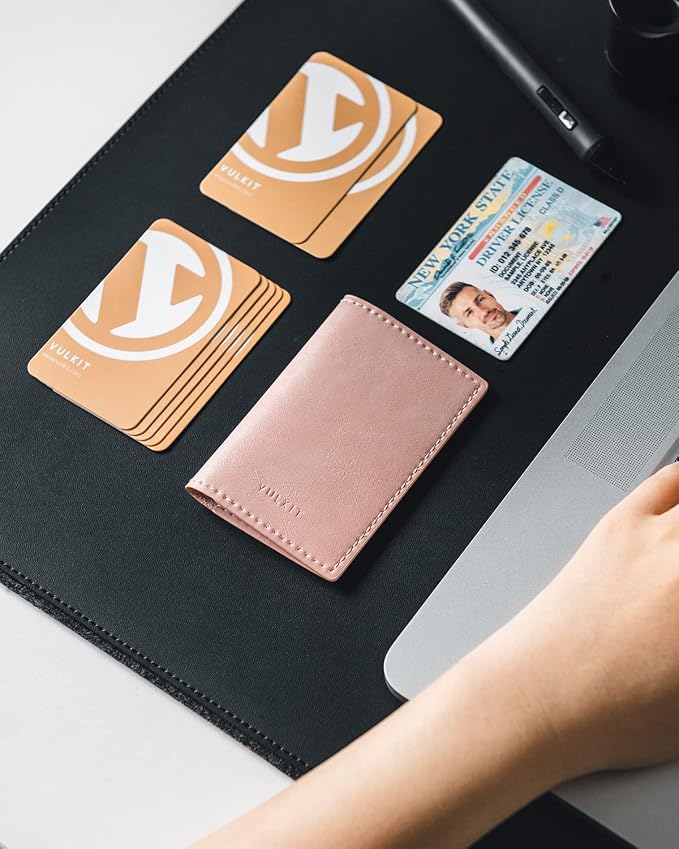 VULKIT Leather Business Card Holder 2 Sided Slim Business Name Card Organizer - Image 5