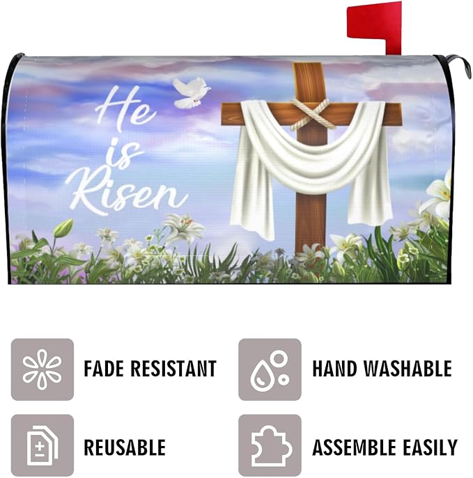 He is Risen Easter Cross Christian Mailbox Cover, 25.5x21 in Magnetic Religious - Image 3