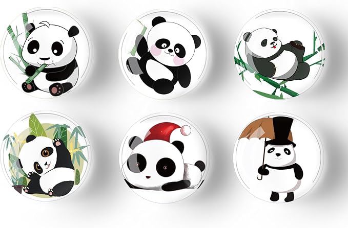 12Pcs Glass Refrigerator Magnet Fridge Sticker,Panda Fridge Magnets Decoration for Crafts,Strong Fridge Magnets for Kitchen, School,Office Whiteboard, Cabinet and Dishwasher-DeskLoop Office