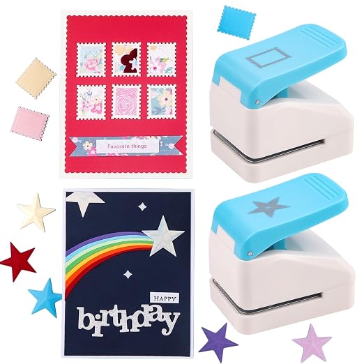 3 Pcs Paper Punch | Stamp Square & Star Punches | 1.1x0.9 inch Postage Stamp - Image 3