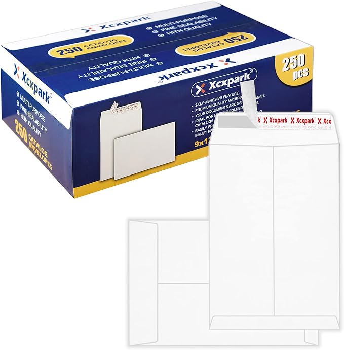 Xxcxpark 250 PCS 9x12 inches Security Catalog Envelopes Printable Self Seal by Xxcxpark