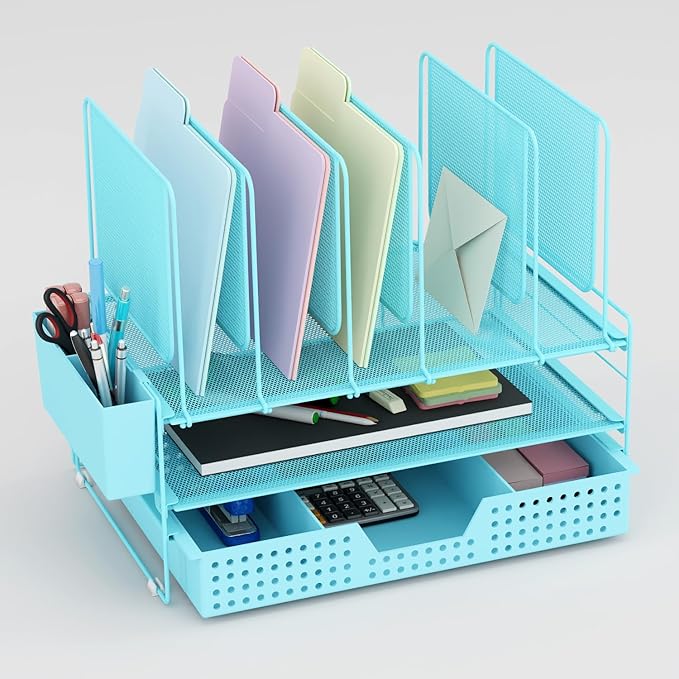 LEKETREE Teal Desk Organizer, Office Organization by Stylishworkspaceeffortlessorganization