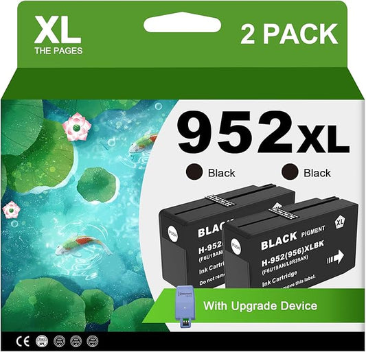 952XL Black Ink Cartridges with Upgrade Device Replacement for HP 952XL Black Ink Cartridges for HP Officejet Pro 7740 8720 8710 8210 8715 8740 8702 8730 8725 Printers (952XL BK High-Yield 2 Packs)-DeskLoop Office