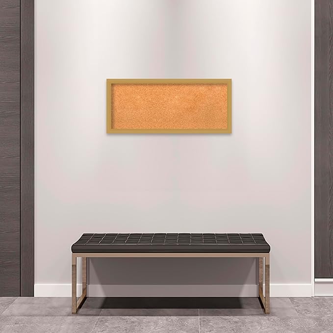 Amanti Art Natural Cork Board for Wall, 14x32 Vision Board with Gold Frame, Medium Corkboard Office Decor for Home Organization, Casual Corkboard Pinboard to display items for home organization-DeskLoop Office