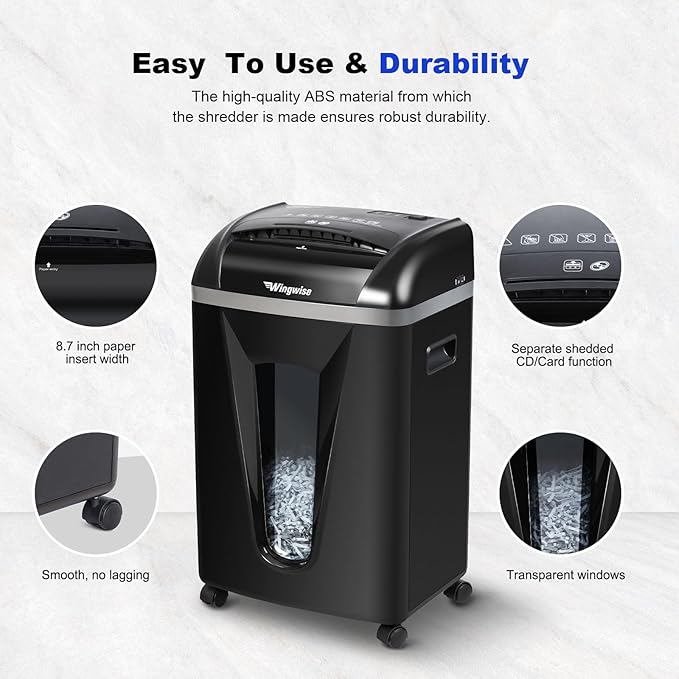 15-Sheet Paper Shredder with 58dB Quiet Operation, P4 Cross-Cut Security for Home Office, 15-Minute Run Time & 5.8-Gallon Bin – Shreds Credit Cards & CDs-DeskLoop Office
