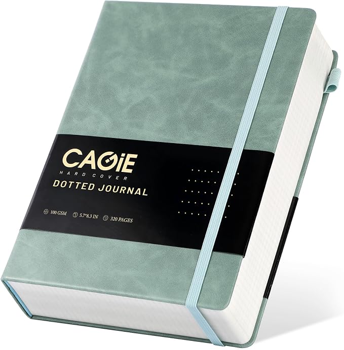 CAGIE Bullet Dotted Journal Notebook 320 Pages 100 GSM Paper Hardcover A5 Dot by CAGIE