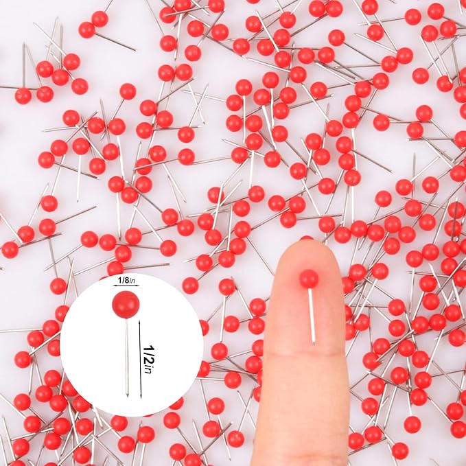 500 PCS Push Pins Red Map Tacks 1/8 inch Round Head - Image 2