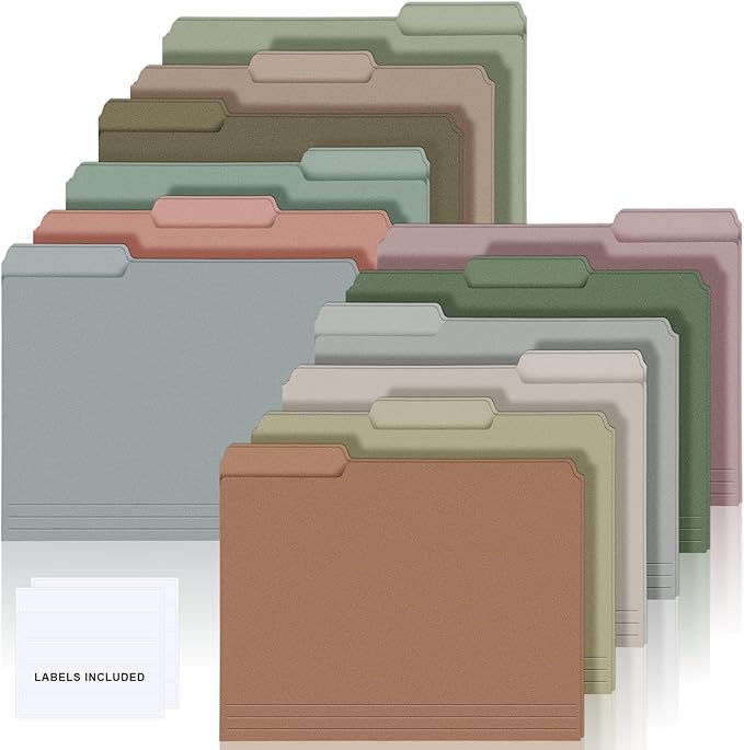 24 Pcs File Folders 9.5x11.6 Inch Manilla Folders Letter Size by Resholder