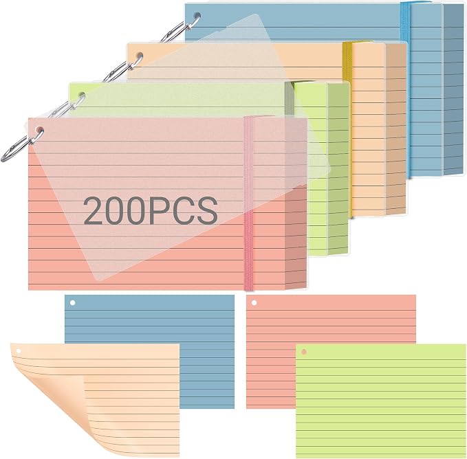 HAUTOCO 200 PCS Colored Flash Cards 4x6 by HAUTOCO