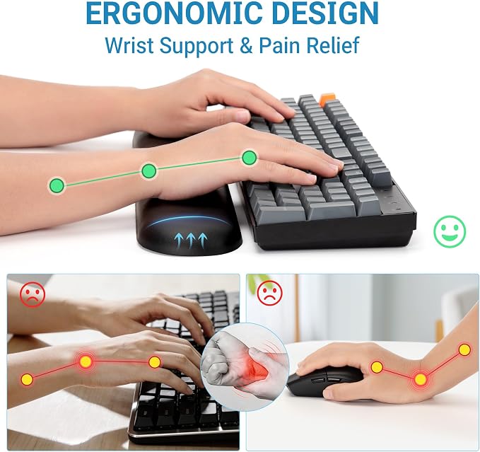 PU Leather Keyboard Wrist Rest, Ergonomic Memory Foam Wrist Support - Image 3