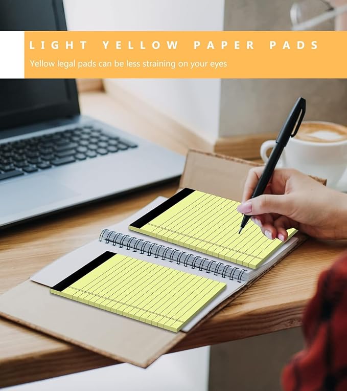 Yellow Legal Pads 4x6, 8 Pack, Narrow Ruled, Perforated, 30 Sheets per Pad | - Image 4