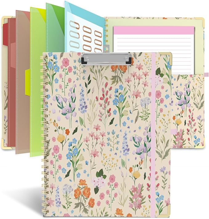 Clipboard Folio with Storage 8.5 X 11 Padfolio Notebook, Clipboards with by TELOENCE