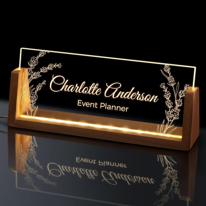 Custom Light Up Name Plate for Desk, Personalized LED Acrylic Name Sign by GifXifyCustomGifts