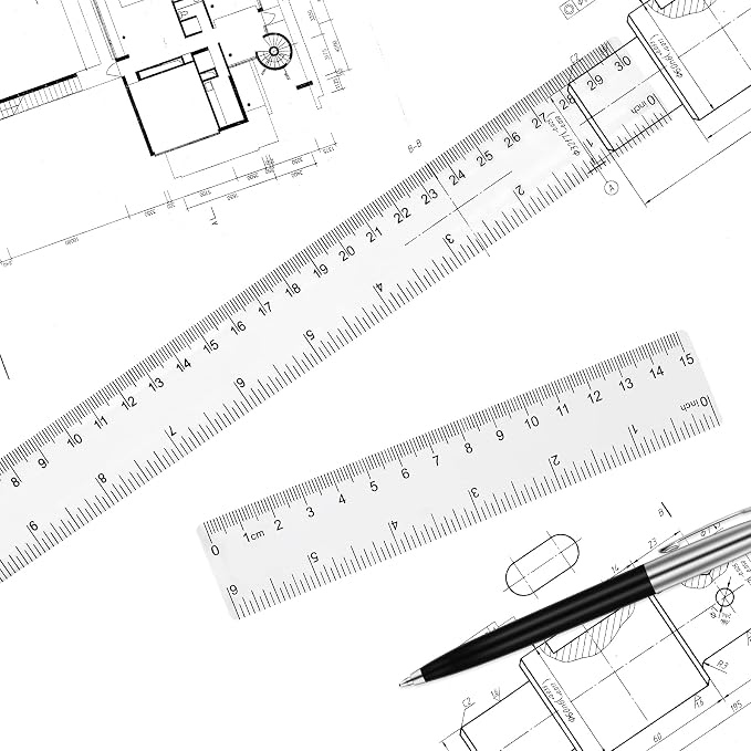 Unjoo Clear Plastic Ruler 6 Inch+12 Inch Straight Ruler, - Image 4