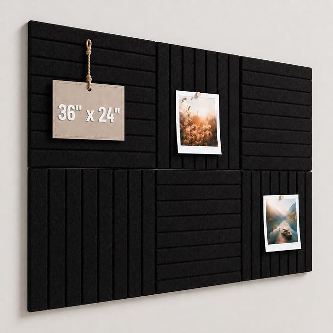 Stripe Felt Bulletin Board Tiles, Cork Board Alternative 24 x 36 in | 0.35 in by CreateYourIdealSpace