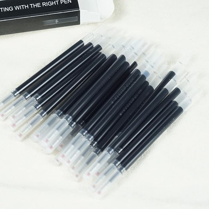U-RIGHT 24 Pcs Retractable Black Gel Ink Refills, 0.5 mm Point Black Ink - Image 3