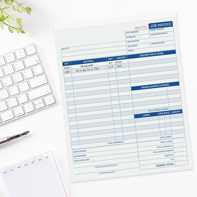 50 Sets Job Invoice Forms, 2 Part Carbonless, 8.5X11 Inch Work Order Forms - Image 6