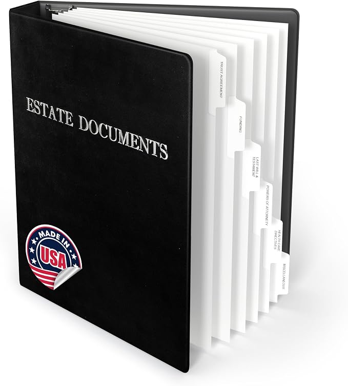 TRS Estate Planning Binder Kit – Pre-Labeled Tabs, Sheet Protectors | 1.5" by ThreeRingSystems