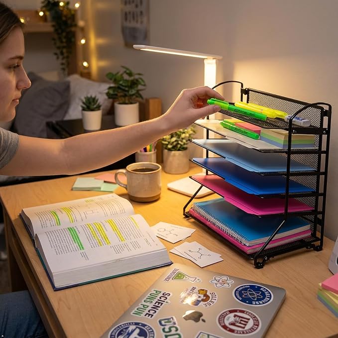 Simple Houseware 6-Tier Sliding File Organizer, Desk Letter Tray - Image 9