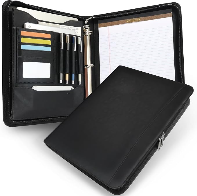 Faux Leather Zippered Padfolio by FORTAVEM