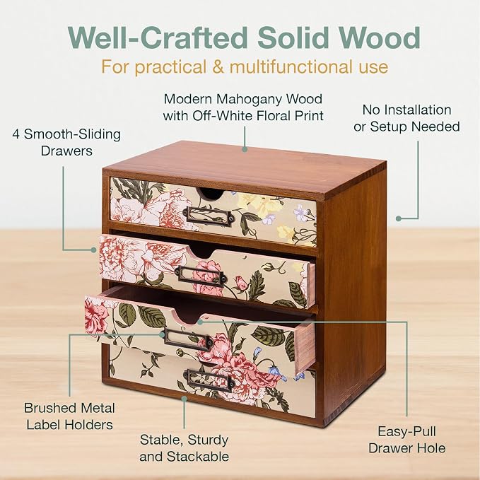 4-Drawer Vintage Desk Organizer - Image 8