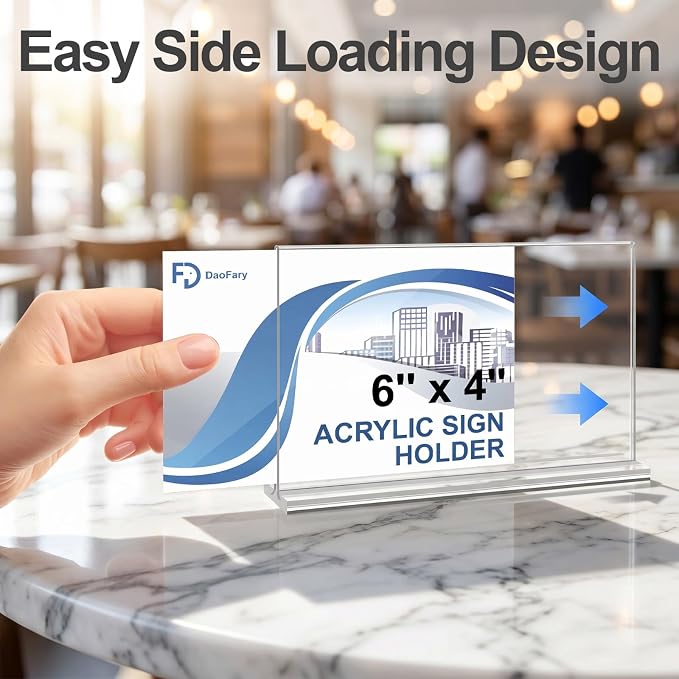Daofary Acrylic Sign Holder 4 x 6 Horizontal, 12 Pack Double-Sided Stand up - Image 4