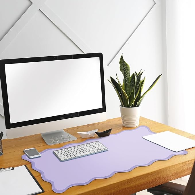 Hahafelt Scalloped Desk Mat Large Desk Pad Cute Coquette Table Mat Back to - Image 5