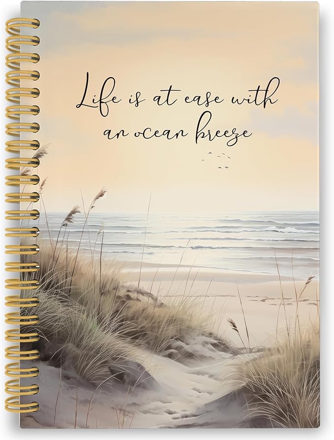 Ocean Mental Health Spiral Notebook, Coastal Relax Inspirational Journaling Notebooks for Counselling Therapy Office School, Beach Positive Hardcover Journals for Women 160 Pages 5.5 x 8.3 Inch-DeskLoop Office