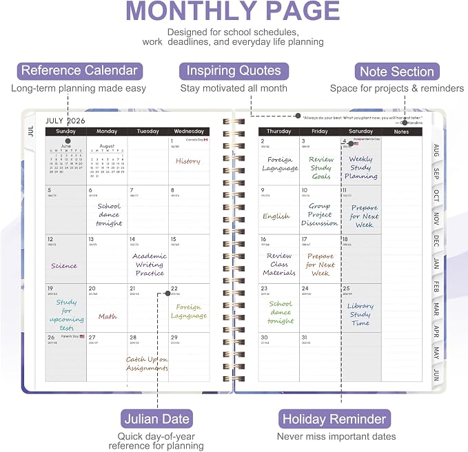 Planner 2026-2027, Weekly and Monthly Academic Year Calendar Planner, July 2026 - Image 3