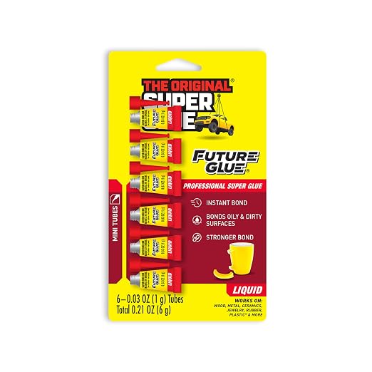 Super Glue Future Glue Liquid 6 Mini Single Use Tubes, Instant Bonding by TheOriginalSuperGlue