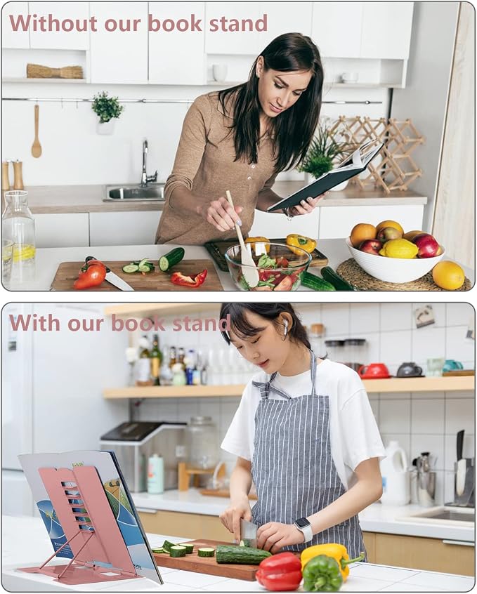 MSDADA Desk Book Stand Holder for Reading, Adjustable Cookbook Stand, Metal - Image 6