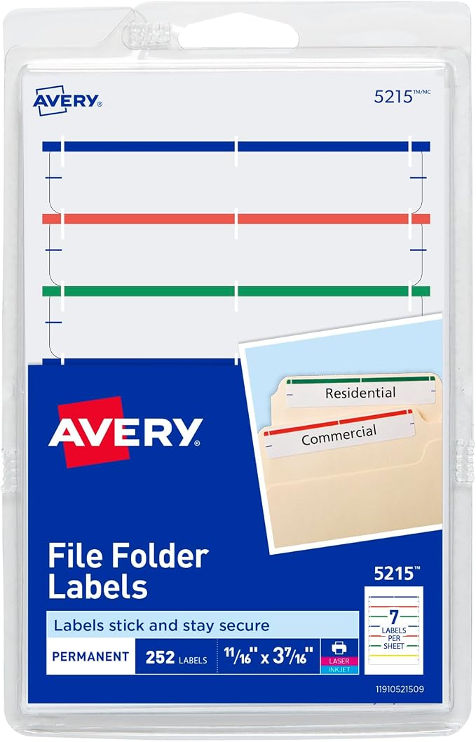 Avery File Folder Labels on 4" x 6" Sheets, Easy Peel, Print & Handwrite by Avery