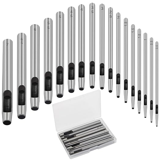 17 Pcs Round Leather Hole Punch Tool 0.5-7mm, Boyistar Metal Hollow Hole by Boyistar