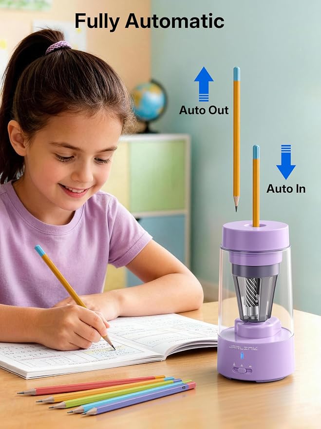 JARLINK Electric Pencil Sharpener, Fully Automatic Rechargeable Pencil Sharpener - Image 2