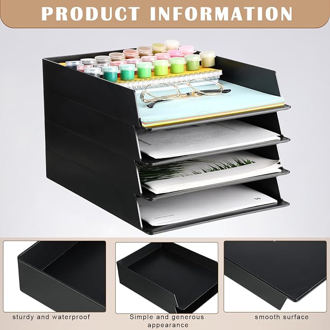 Wenqik 12 Pcs Stackable Paper Trays Rectangular Plastic Desk Holder Desktop - Image 3