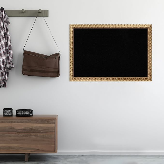 Amanti Art Black Cork Board for Wall, 27x39 Vision Board with Gold Wood Frame, Large Corkboard Office Decor for Home Organization, Traditional Corkboard Pinboard to display items for home organization-DeskLoop Office