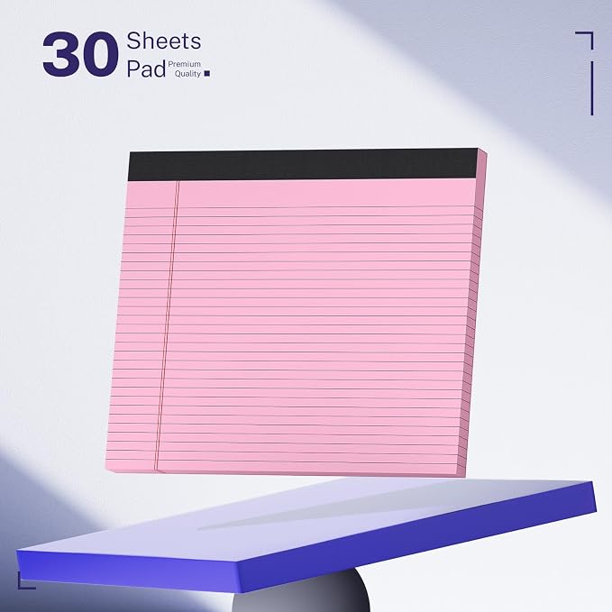 5 Pack Wide Legal Pads 11" x 9.5" Landscape White Pink Purple Blue Green - Image 3