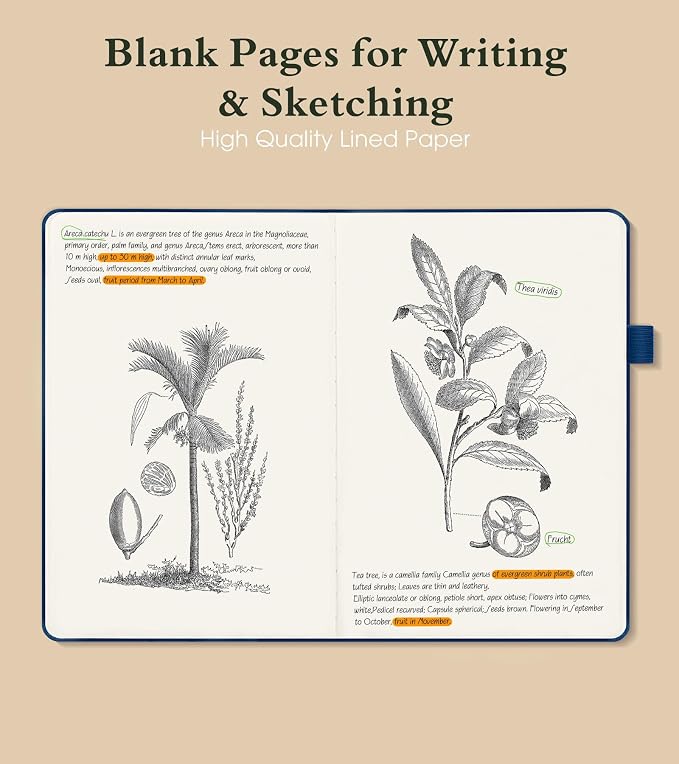 PAIBAS Blank Journal Notebook for Women Men, 160 Pages, A5 Hardcover Sketchbook - Image 3