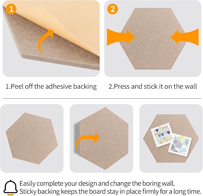 Hexagon Cork Board Tiles Alternative 10 Pack, 1300 g/m² High-density Felt - Image 8
