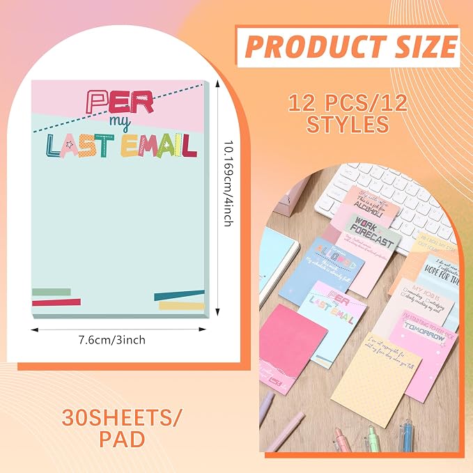 12 Pcs Funny Sticky Notes for Work 4x3 Inches Sarcastic Self Adhesive Notepads - Image 2