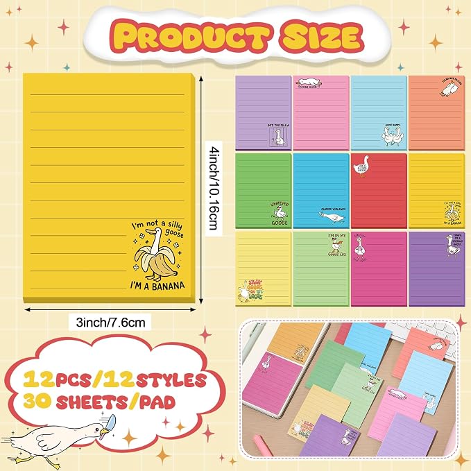 12 Pcs Funny Sticky Notes for Work 4x3 Inches Sarcastic Self Adhesive Notepads - Image 2
