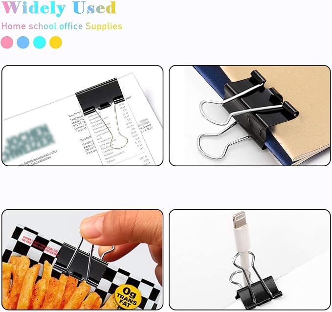 Black Binder Clips, 72 Pack, Non-Standard 41mm, 1.6 Inch, Large Clips, Capacity - Image 6