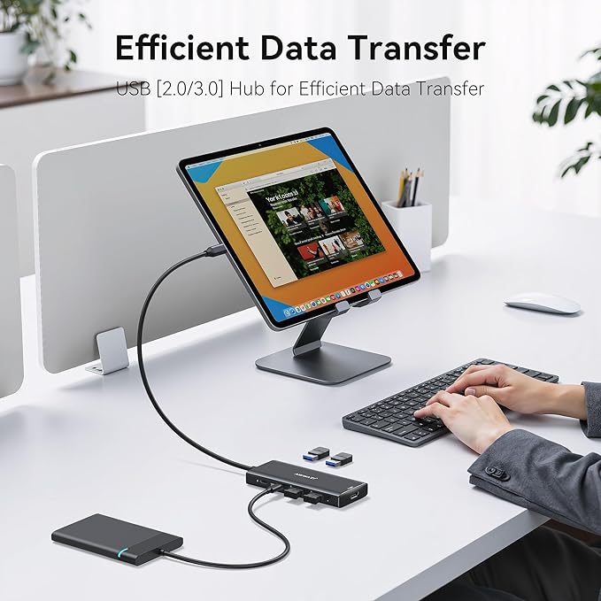 Hub Multiport Adapter for MacBook Pro/Air, 9 in 1 Accessories Mac USB C Dongle Dock Adapter with HDMI, SD/TF Card Reader, USB C Port, PD 100W and 4 USB for Dell XPS, Lenovo HP Laptops-DeskLoop Office
