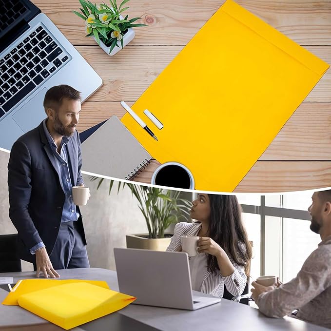 40 Pcs 14 x 18 x 2 Inch Large Expandable Catalog Envelopes Manilla Kraft Peel and Seal Envelopes Light Large Mailing for Office Home Documents Magazines Photos Storage Organizing-DeskLoop Office