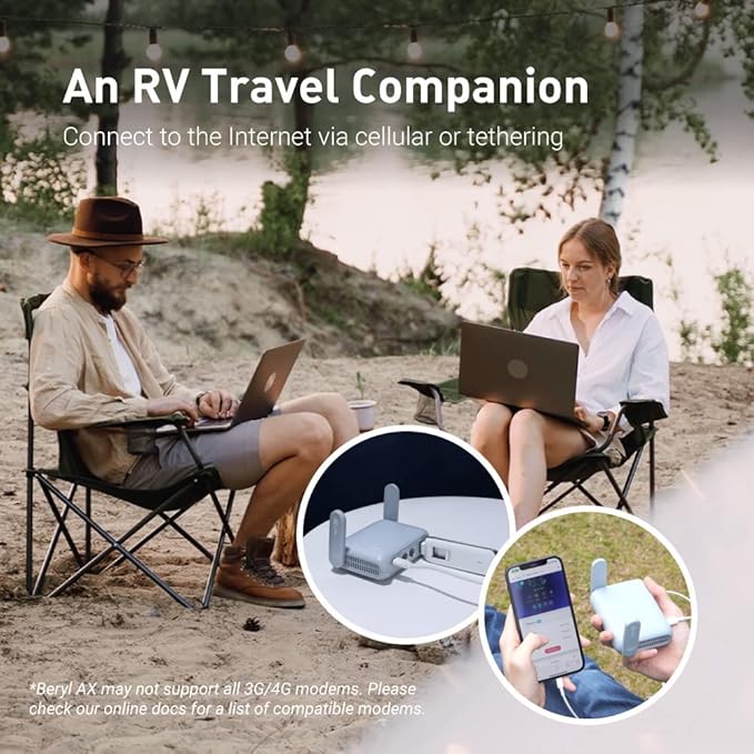 GL.iNet GL-MT3000 (Beryl AX) Portable Travel Router, Pocket Wi-Fi 6 Wireless 2.5G Router, Portable VPN Routers WiFi for Travel, Public Computer Routers, Business, Moblie/RV/Cruise/Plane-DeskLoop Office